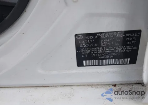 2013 Hyundai Sonata Se из США, поврежденный, VIN 5NPEC4ACXDH801430